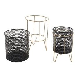 Комплект саксии DKD Home Decor Черен Златен Метал Loft 36 x 36 x 58 cm