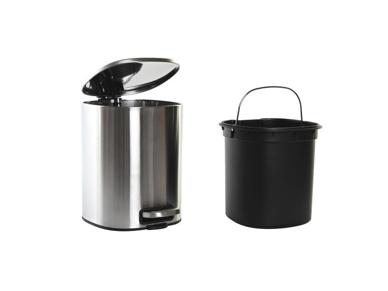 Кошче с педал DKD Home Decor Сребрист Неръждаема стомана полипропилен Основен 5 L
