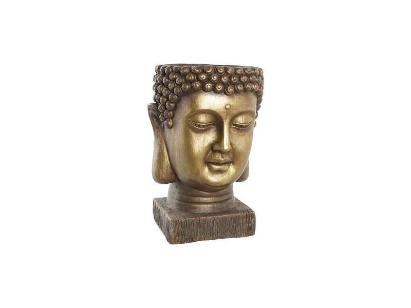 Саксия DKD Home Decor Фибростъкло Златен Буда Ориенталски (25 x 25 x 36 cm)