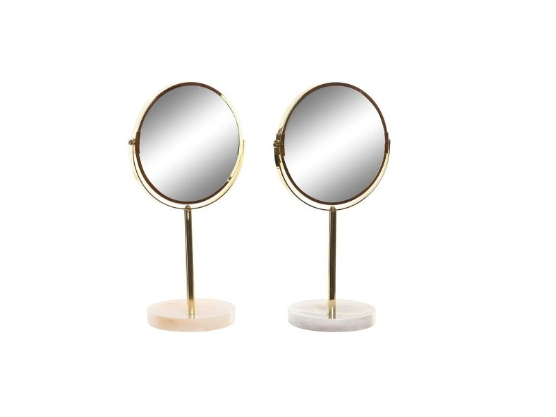 Огледало DKD Home Decor 18 x 13 x 35 cm Сив Бежов Златен Метал Бял Смола Светло сив (2 броя)