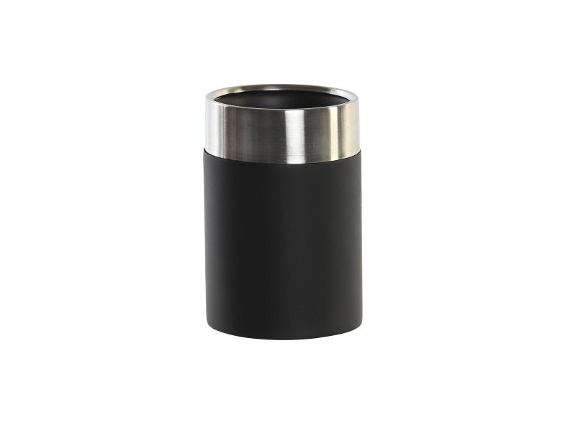 Поставка за четка за зъби DKD Home Decor Черен Сребрист Смола Неръждаема стомана 7 x 7 x 10,5 cm (12 броя)
