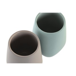 Поставка за четка за зъби DKD Home Decor Зелен Бежов Dolomite 8 x 8 x 11 cm (2 броя)