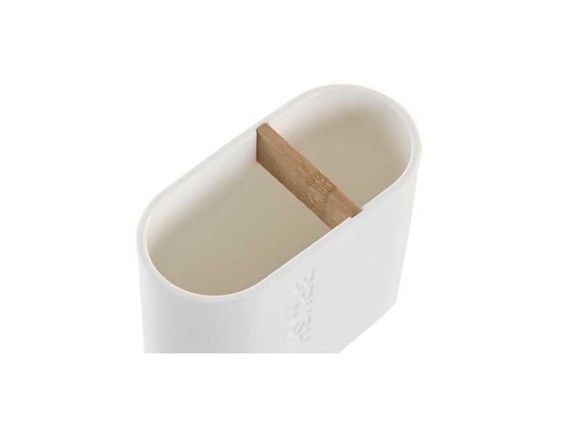 Поставка за четка за зъби DKD Home Decor Бял Естествен Бамбук полипропилен 11,5 x 5,5 x 10,5 cm (12 броя)