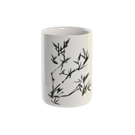 Поставка за четка за зъби DKD Home Decor Бял Черен каучук Каменинов 7,6 x 7,6 x 11 cm (12 броя)
