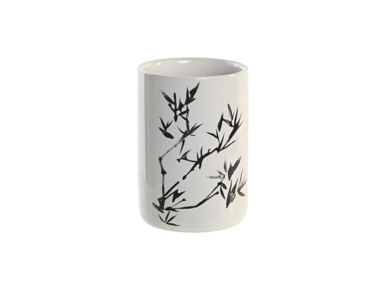 Поставка за четка за зъби DKD Home Decor Бял Черен каучук Каменинов 7,6 x 7,6 x 11 cm (12 броя)