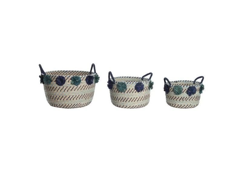 Игра на Кошници DKD Home Decor полипропилен Помпони 46 x 44 x 34 cm Игра на Кошници DKD Home Decor полипропилен Помпони 46 x 44 x 34 cm
