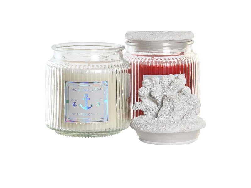 Ароматизирана Свещ DKD Home Decor Корал Средиземноморско 430 g (2 броя)