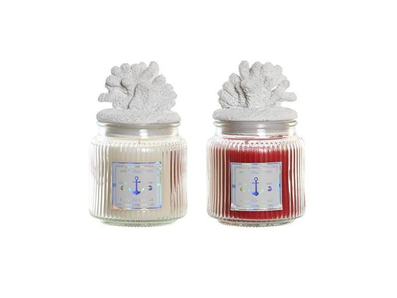 Ароматизирана Свещ DKD Home Decor Корал Средиземноморско 430 g (2 броя)