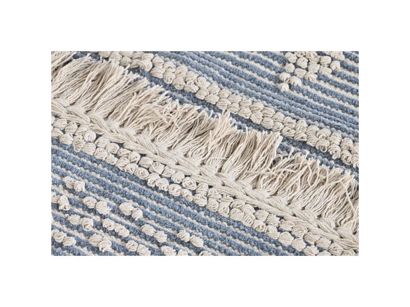 Килим DKD Home Decor 180 x 120 x 2 cm Син Памук Бял Boho