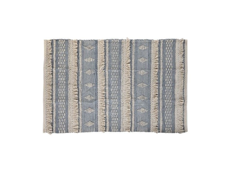 Килим DKD Home Decor 180 x 120 x 2 cm Син Памук Бял Boho