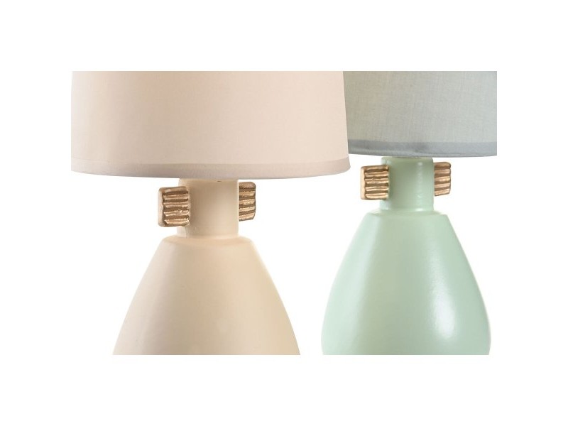 Настолна лампа DKD Home Decor Плат полиестер Зелен Сметана Каменинов 220 V 40 W (2 броя) (16 x 16 x 27 cm)