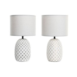 Настолна лампа DKD Home Decor Мед Бял Каменинов 220 V 40 W (24 x 24 x 40 cm) (2 броя)