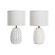 Настолна лампа DKD Home Decor Мед Бял Каменинов 220 V 40 W (24 x 24 x 40 cm) (2 броя)