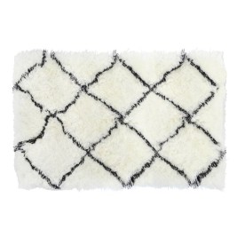 Килим DKD Home Decor 120 x 180 x 5 cm полиестер Бял Ромб