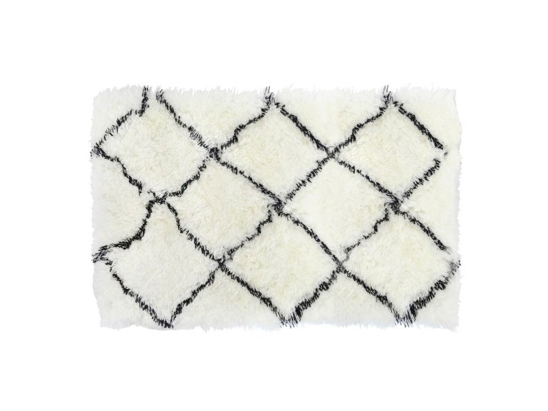 Килим DKD Home Decor 120 x 180 x 5 cm полиестер Бял Ромб