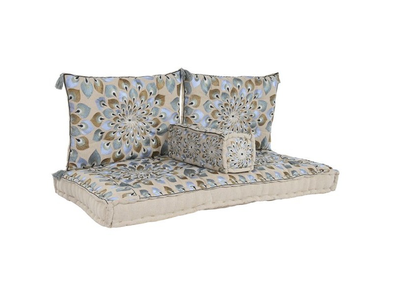 Градинско кресло DKD Home Decor Син Бежов 155 x 76 x 65 cm 150 x 76 x 20 cm