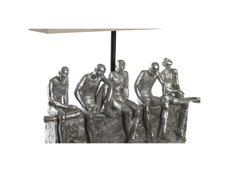 Настолна лампа DKD Home Decor 36 x 21,5 x 43 cm Сребрист Бежов Метал Смола 220 V 50 W