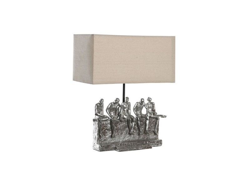 Настолна лампа DKD Home Decor 36 x 21,5 x 43 cm Сребрист Бежов Метал Смола 220 V 50 W