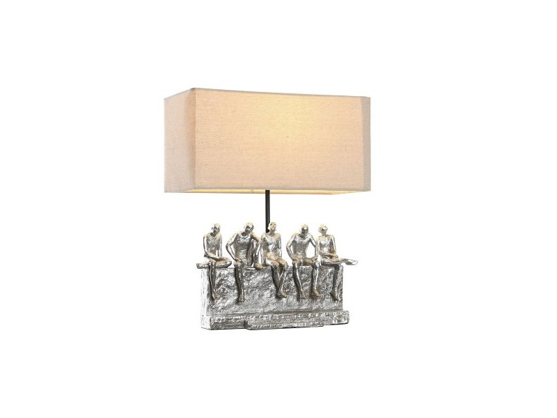 Настолна лампа DKD Home Decor 36 x 21,5 x 43 cm Сребрист Бежов Метал Смола 220 V 50 W