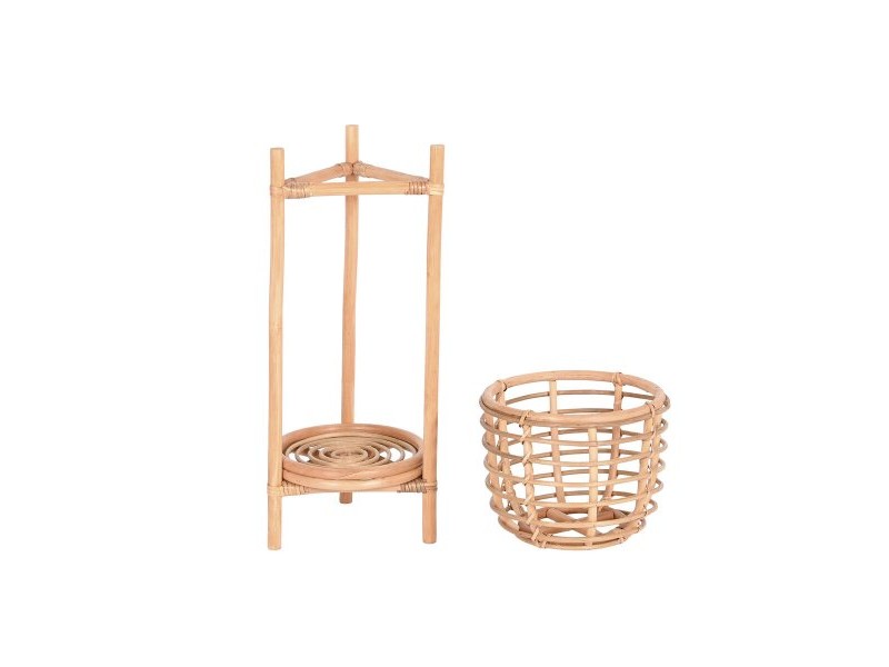 Саксия DKD Home Decor 25 x 25 x 70 cm Естествен Pатан Bali
