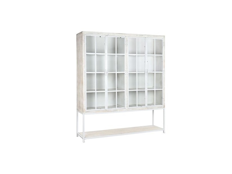 Лавица DKD Home Decor Бял Черен Метал Дърво манго 170 x 45 x 200 cm