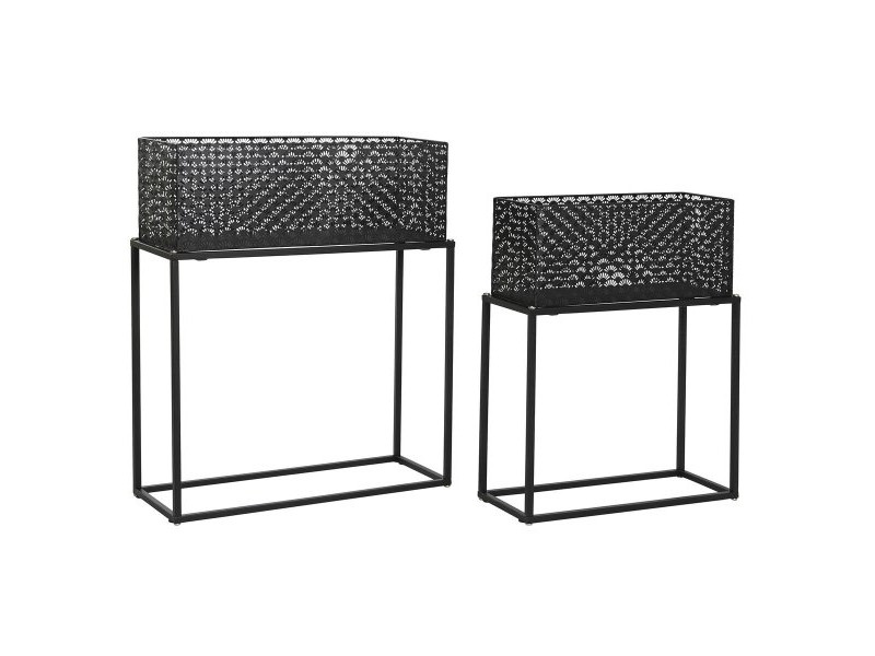 Комплект саксии DKD Home Decor 60 x 22 x 70 cm Черен Метал
