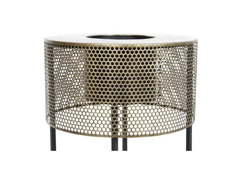 Комплект саксии DKD Home Decor 33 x 33 x 67 cm Черен Златен Метал Loft