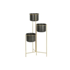 Саксия DKD Home Decor 30 x 21 x 80 cm Черен Златен Метал