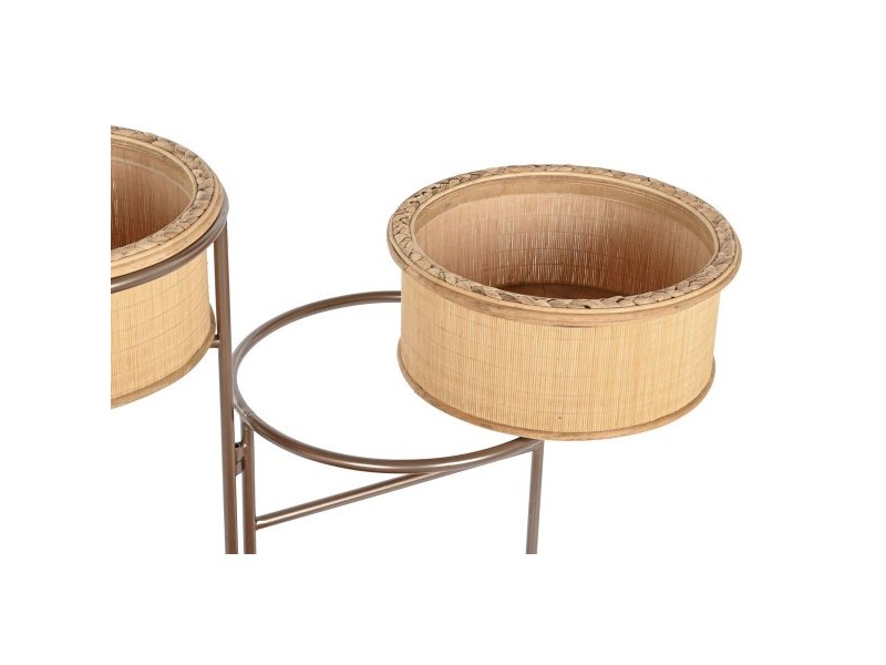 Саксия DKD Home Decor 55 x 42 x 79 cm Черен Кафяв Желязо Бамбук Тропически