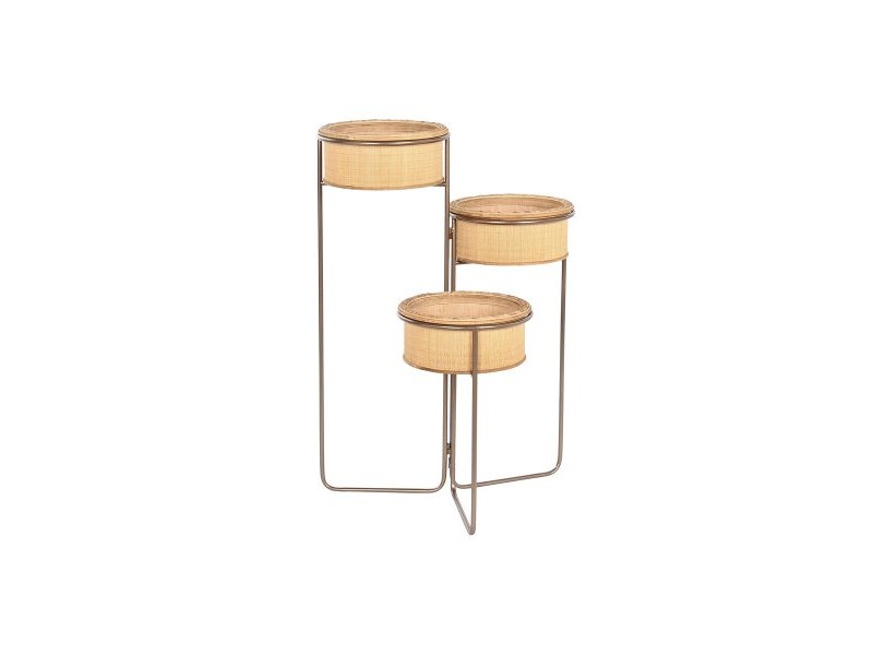 Саксия DKD Home Decor 55 x 42 x 79 cm Черен Кафяв Желязо Бамбук Тропически