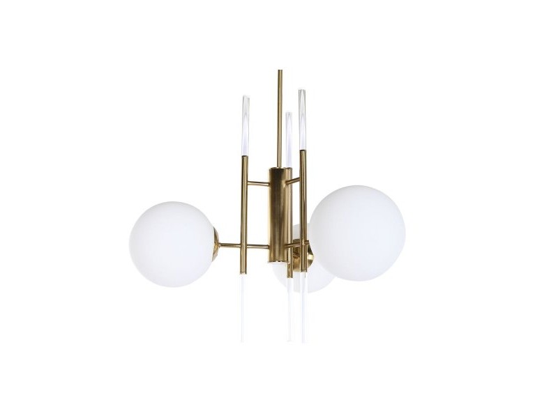 Полилей DKD Home Decor 64 x 64 x 64 cm Кристал Златен Метал Бял 50 W