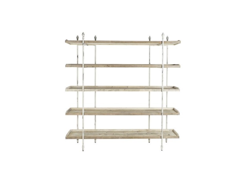 Лавица DKD Home Decor Бял Естествен Метал Ела Cмърч 40 % Метал 190 x 40 x 200 cm