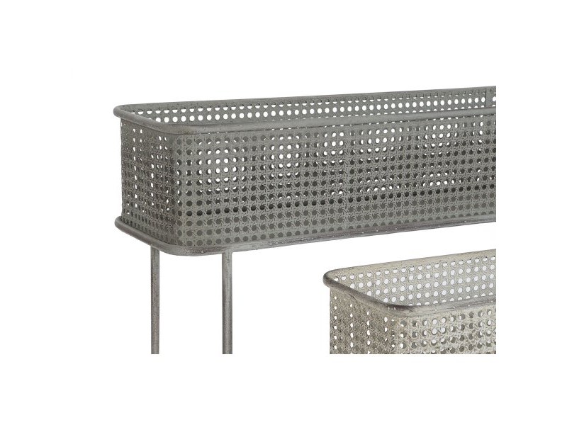 Комплект саксии DKD Home Decor 100 x 22 x 70 cm Сив Метал Бял Vintage