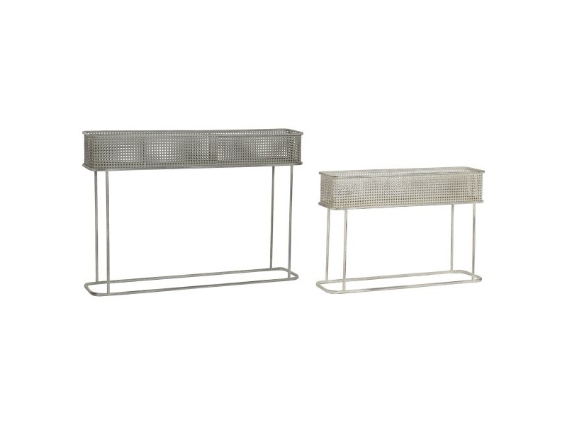 Комплект саксии DKD Home Decor 100 x 22 x 70 cm Сив Метал Бял Vintage