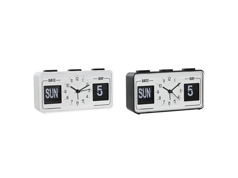 Будилник DKD Home Decor Бял Черен PVC 17 x 5 x 9 cm (2 броя)