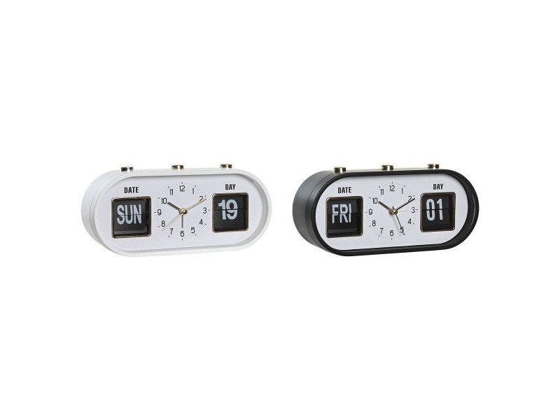 Будилник DKD Home Decor Бял Черен PVC 20 x 6 x 9,5 cm (2 броя)