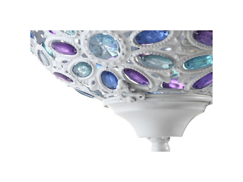 Полилей DKD Home Decor 28 x 28 x 44 cm Метал Бял Многоцветен 50 W