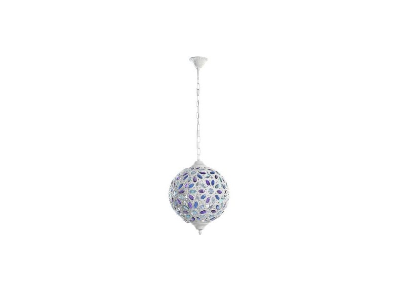 Полилей DKD Home Decor 28 x 28 x 44 cm Метал Бял Многоцветен 50 W