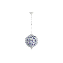 Полилей DKD Home Decor 28 x 28 x 44 cm Метал Бял Многоцветен 50 W