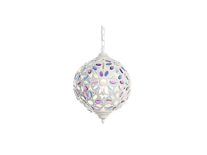 Полилей DKD Home Decor 28 x 28 x 44 cm Метал Бял Многоцветен 50 W