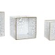 Комплект саксии DKD Home Decor Листи Златен Метал 15 x 15 x 15 cm Бял Тропически Лист на растение