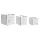 Комплект саксии DKD Home Decor Листи Златен Метал 15 x 15 x 15 cm Бял Тропически Лист на растение