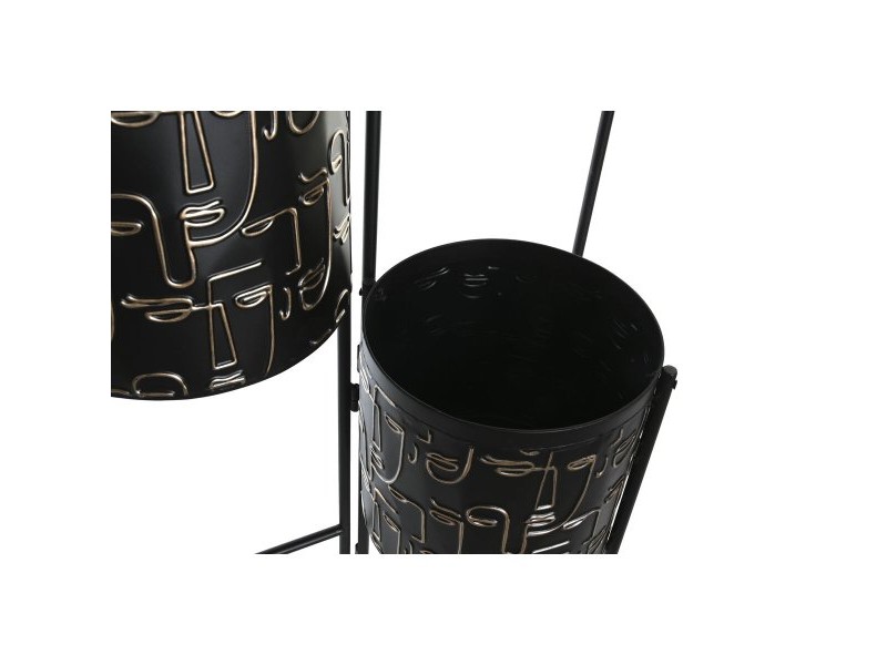 Саксия DKD Home Decor Черен Златен Метал Лице 22 x 22 x 93 cm