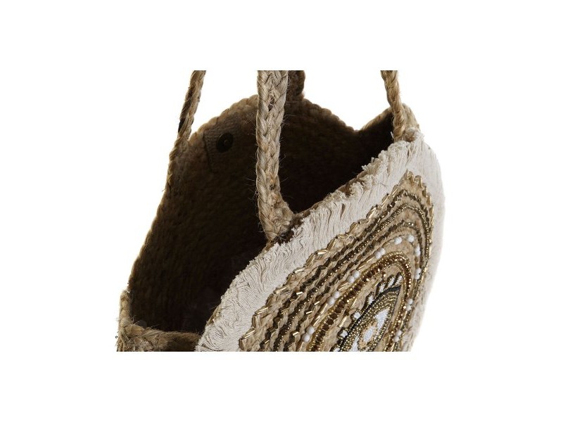 Дамска Чанта DKD Home Decor Черен Бежов Естествен 36 x 12 x 36 cm (2 броя)