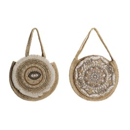 Дамска Чанта DKD Home Decor Черен Бежов Естествен 36 x 12 x 36 cm (2 броя)