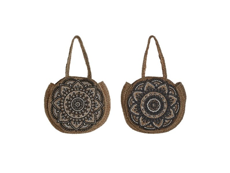 Дамска Чанта DKD Home Decor Син Черен Естествен 36 x 12 x 36 cm (2 броя)