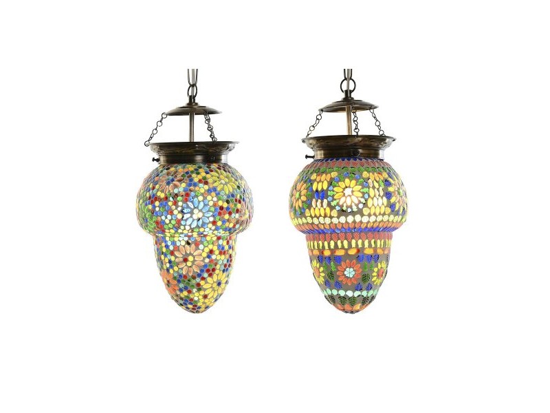 Полилей DKD Home Decor Кристал Метал Многоцветен 25 W 20 x 20 x 28 cm (2 броя)
