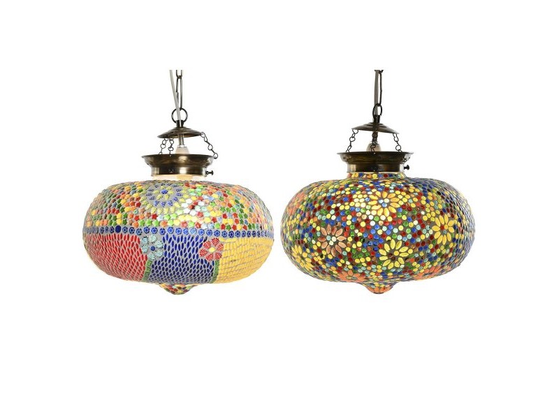 Полилей DKD Home Decor 32 x 32 x 26 cm Кристал Многоцветен 25 W (2 броя)