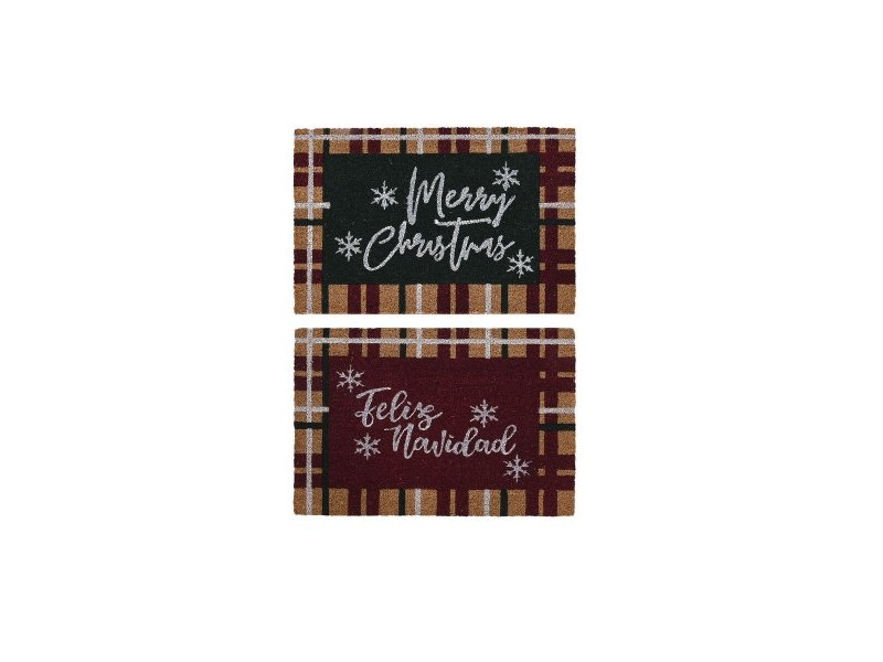 Изтривалка за Врата DKD Home Decor Бял Кафяв Червен Зелен PVC Кокосови влакна 60 x 40 x 1,5 cm (2 броя)