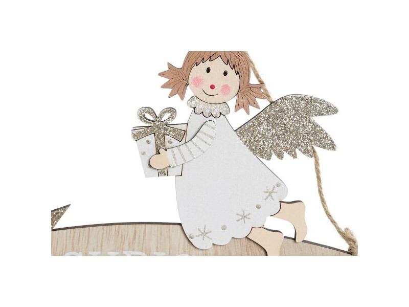 Висяща украса DKD Home Decor Бял Златен Дървен 22,5 x 0,5 x 15 cm (2 броя)